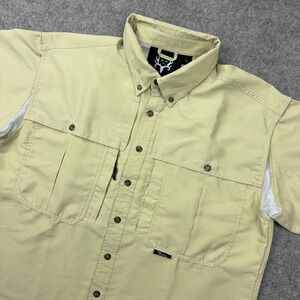 Bone Collector Shirt Mens Large Tan Short Sleeve Vented Hunting Fishing Outdoor